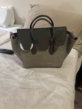 Celine Tie Knot Tote Croc-Embossed Leather